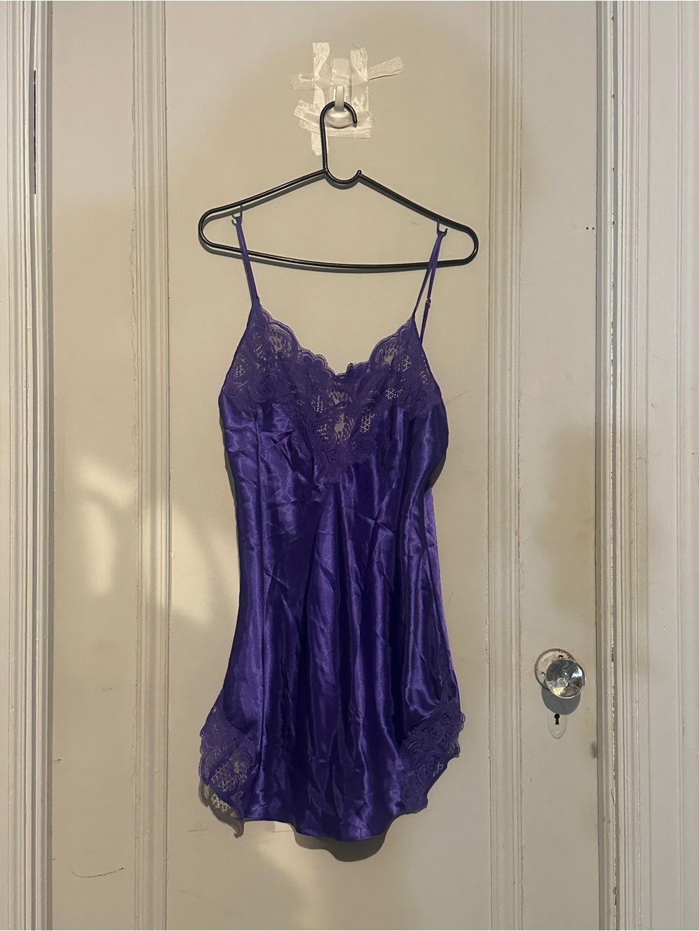 Victoria's Secret Purple Satin Lace-Trim Slip